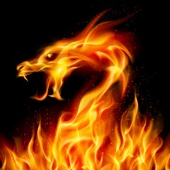 Abstract fiery dragon. Illustration number two on black background for design